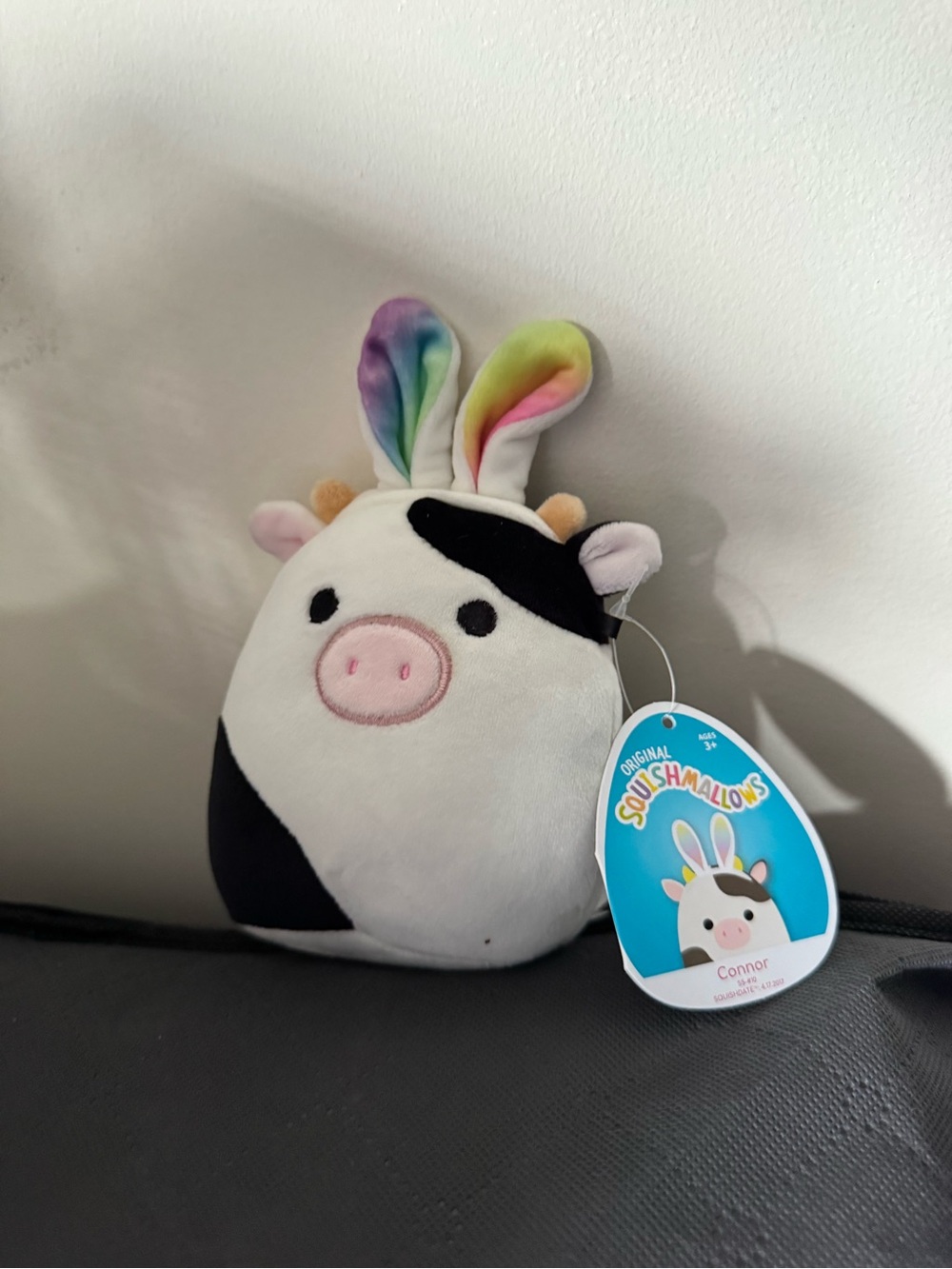 Squishmallows Connor Cow Plush with Rainbow Ears